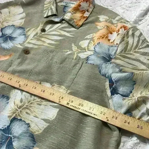 Caribbean Pure Silk 100% Silk Floral Hawaiian Button Down Shirt. Men's Size XL - Picture 6 of 10